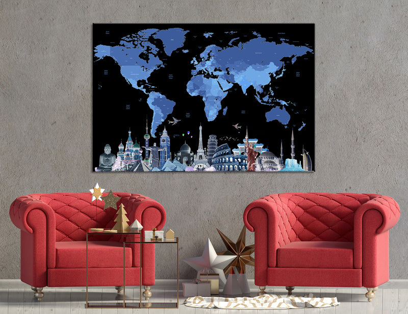 Violet World Map Canvas Print #5048
