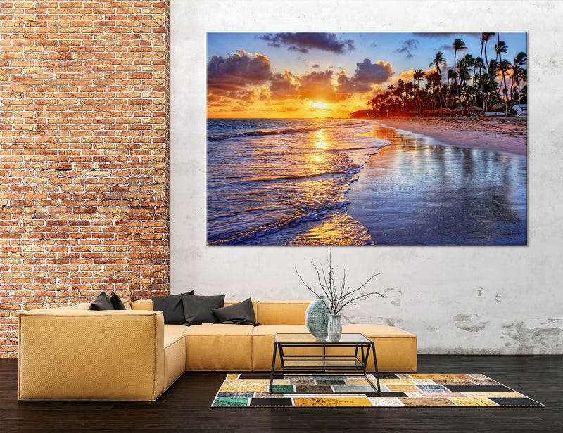 Beach sunset Canvas Print #7035