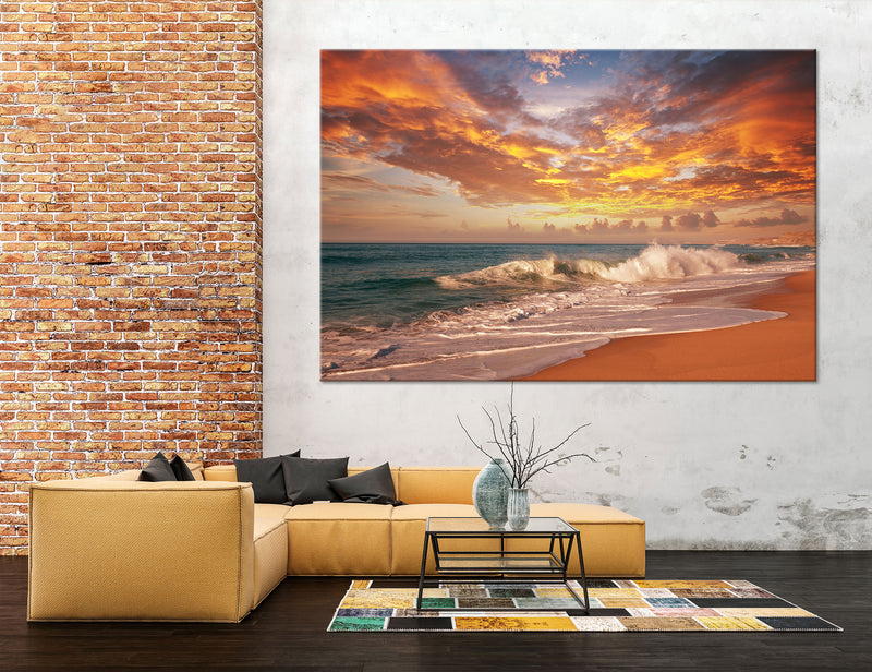Surf at Sunset Canvas Print #7150