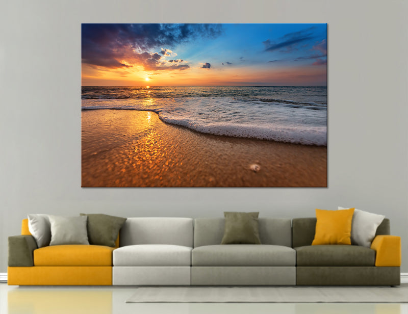 Seascape During Sundown Canvas Print #7142