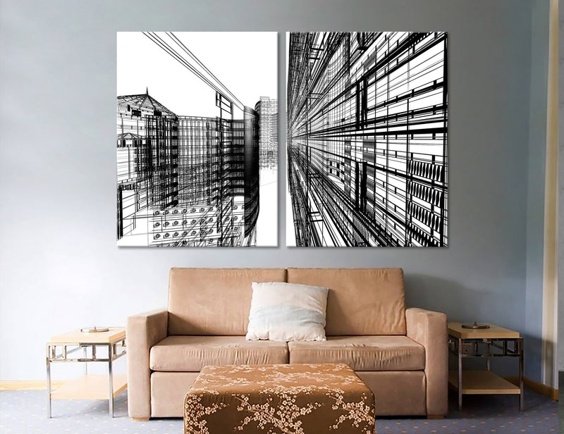 BW City Abstract Canvas Print #1068