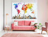 Multicolored World Map Canvas Print #5023
