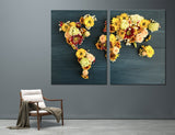 World Map of Flowers Canvas Print #5034