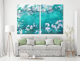 Turquoise Flowers Canvas Print #7504