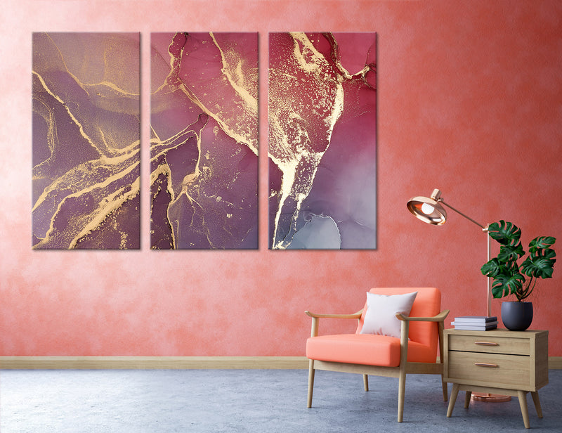 Gold Red Abstract Canvas Print #1036