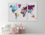 Violet World Map Canvas Print #5032