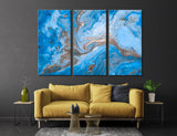 Gold Blue Abstract Canvas Print #1038