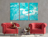 Turquoise Silver Abstract Canvas Print #1032