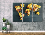 World Map of Flowers Canvas Print #5034
