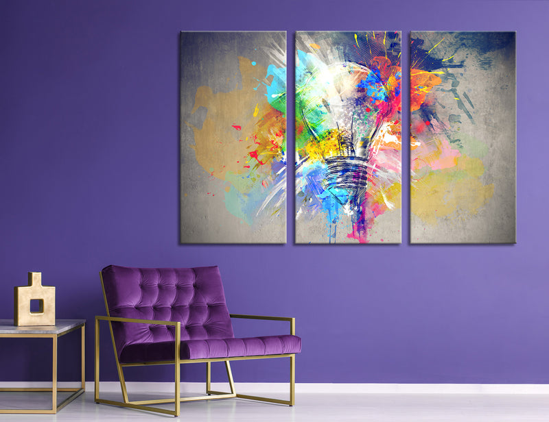 Multicolored Light Bulb Canvas Print #1091