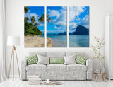 Beach With Palm Trees Canvas Print #7173