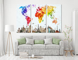 Multicolored World Map Canvas Print #5023