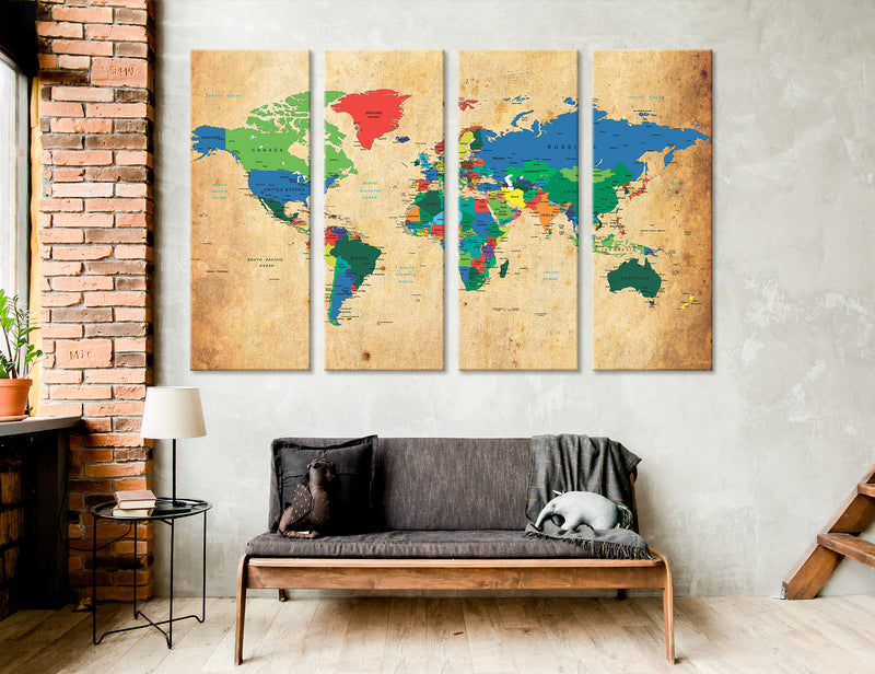 Rustic World Map Canvas Print #5027