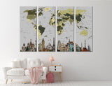 World Map in Green Tones Canvas Print #5023