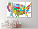 USA Map Set Canvas Print #5045