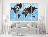 Blue World Map Canvas Print #5049