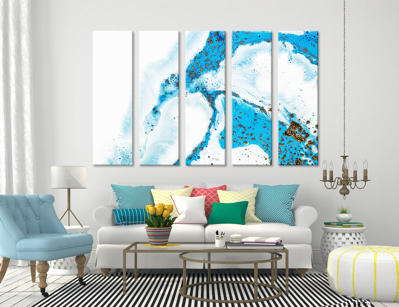 White-blue Abstract Canvas Print #1040