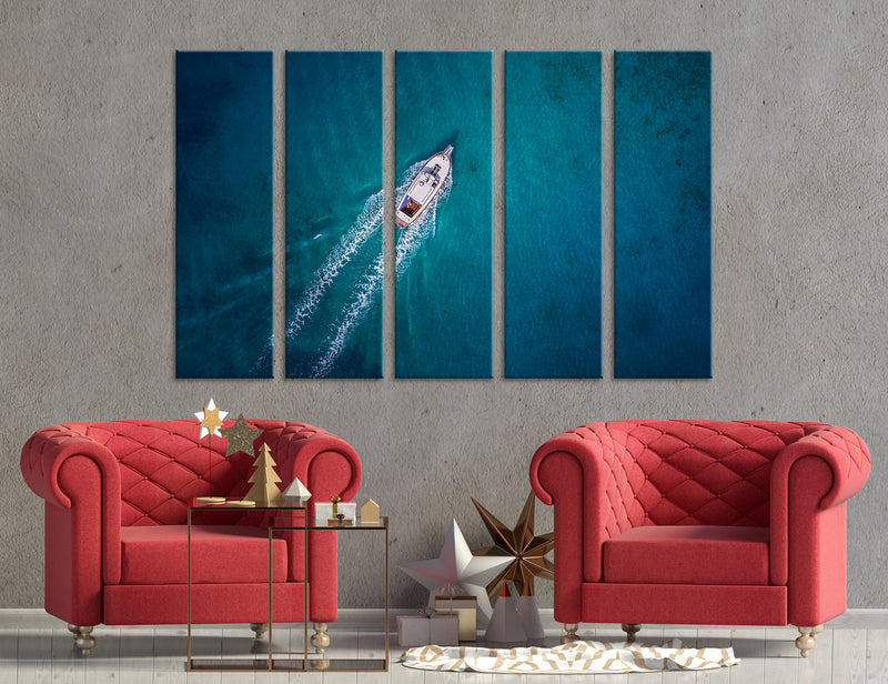 Motor Boat at Sea Canvas Print #7037