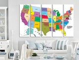 USA Map Set Canvas Print #5045