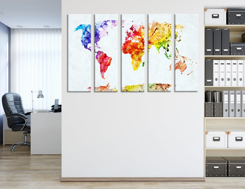 Bright World Map Canvas Print #5026